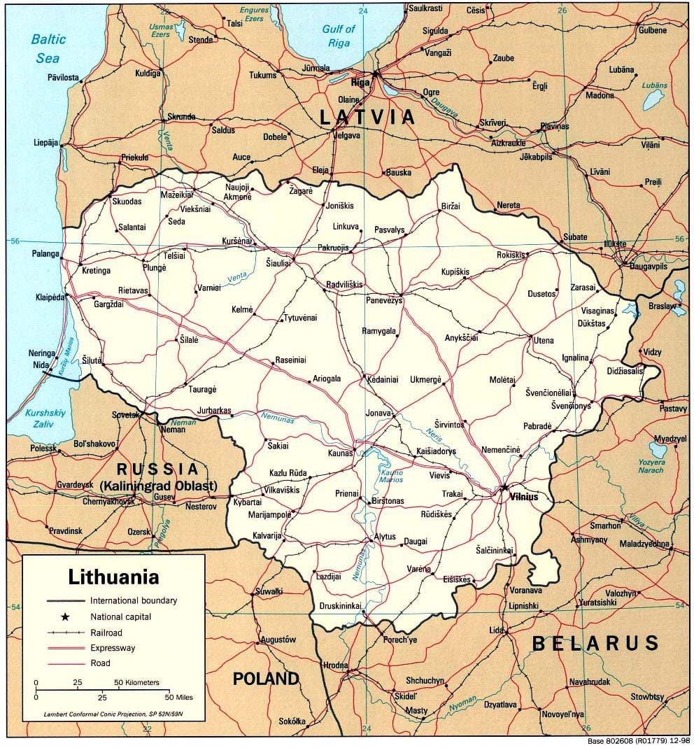 карта на Литва