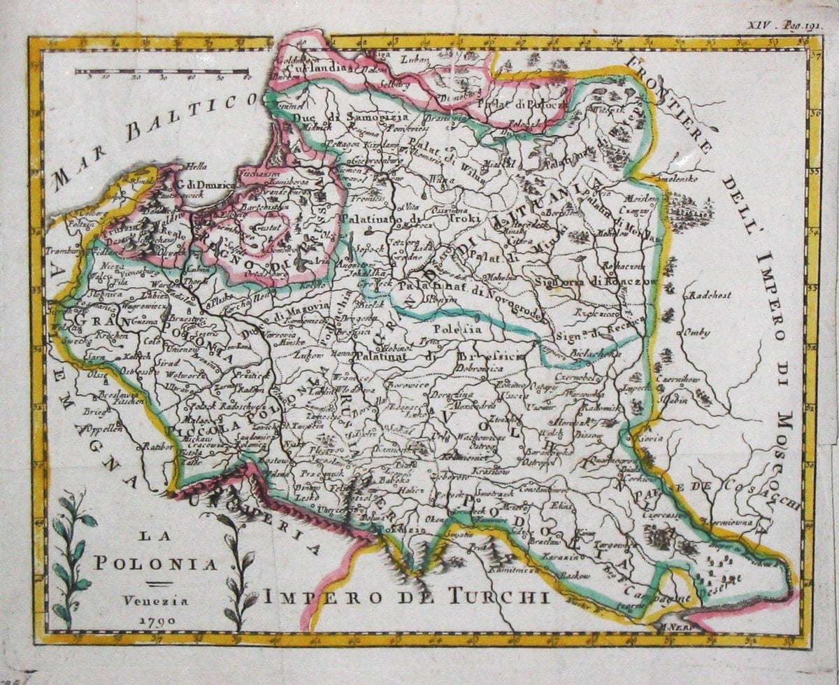 Карта на Литва стар