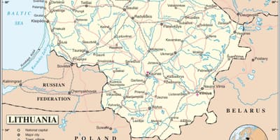 Карта на Литва страната